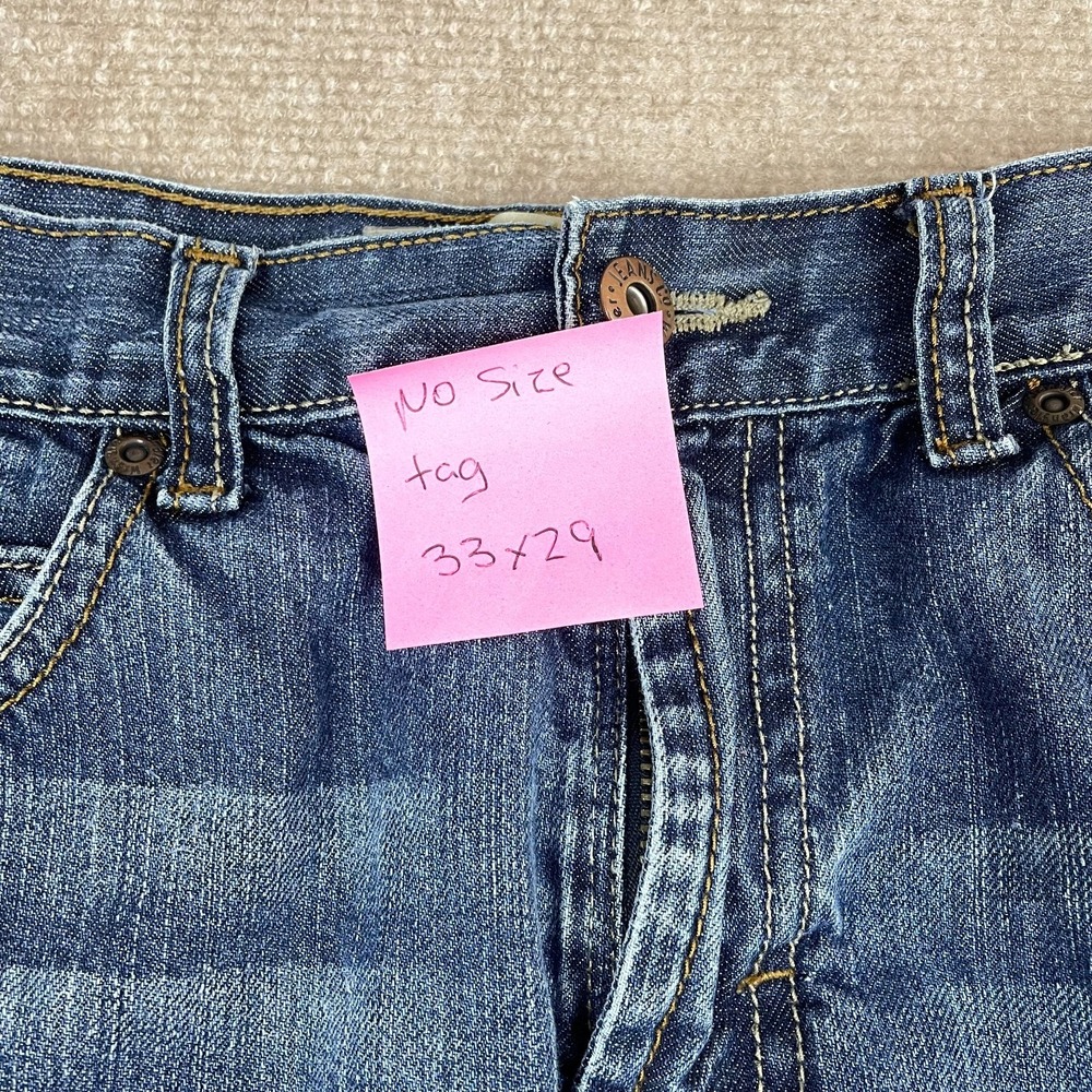 Wrangler Slim Straight Jeans Mens 33x29 Blue Whiskered Denim Medium Wash Western - Picture 12 of 12